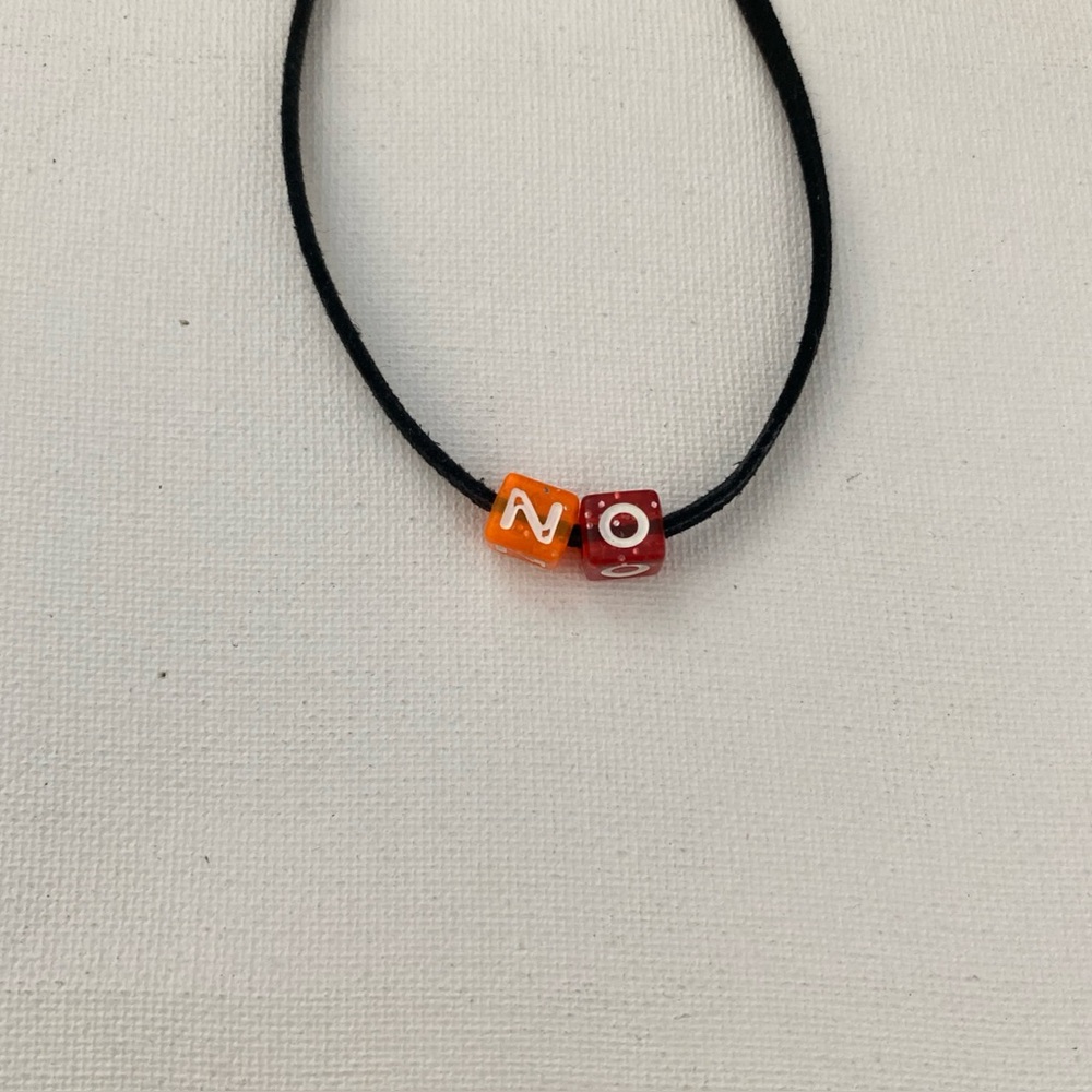 Rainbow square bead colorful choker ‘no’ faux suede black ddlg / 3 for $15